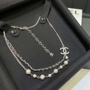 Chanel CC Double Layer Necklace White For Women