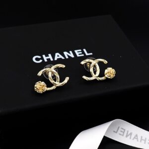 Alternative view of Chanel CC Logo Earrings With Camellia Flower Detail Gold For Women