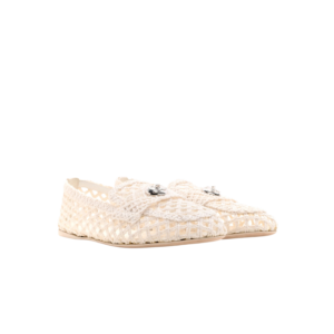 Chanel CC Moccasin Loafers White Raffia For Women