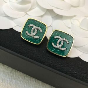 Alternative view of Chanel CC Stud Earrings Green For Women
