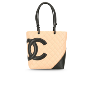 Chanel Cambon Ligne Medium Tote Bag 9.5in/ 24cm Beige/ Black Silver Hardware For Women