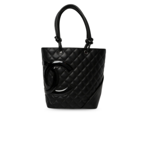 Chanel Cambon Ligne Small Bucket Bag 7.8in/ 20cm Black Silver Hardware For Women
