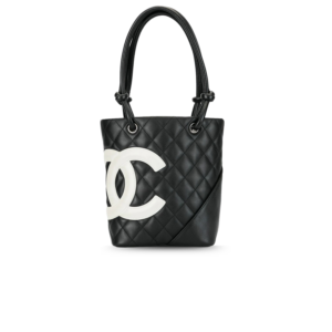 Chanel Cambon Ligne Small Bucket Bag 7.8in/ 20cm Black/ White Silver Hardware For Women