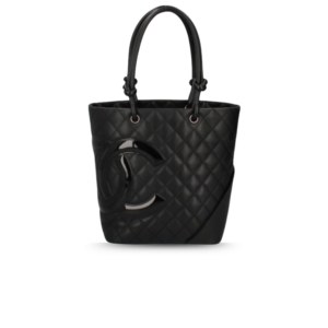 Chanel Cambon Ligne Medium Tote Bag 9.5in/ 24cm Black Silver Hardware For Women