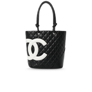 Chanel Cambon Ligne Medium Tote Bag 9.5in/ 24cm Black/ White Silver Hardware For Women