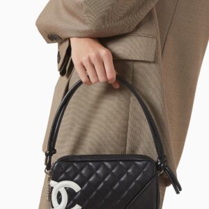 Alternative view of Chanel Cambon Pochette Shoulder Bag 8.7in/ 22cm Black/ White Silver Hardware For Women