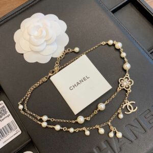 Alternative view of Chanel Camellia Pearl Necklace Gold For Women