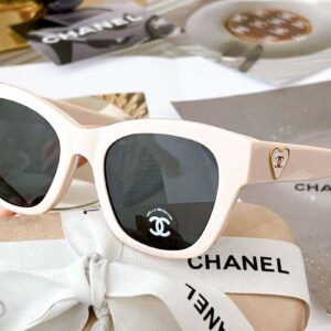 Chanel Cat Eye Frame Sunglasses White For Women