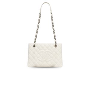 Chanel Chain Tote Shoulder Bag White For Women 13in / 33cm A50995