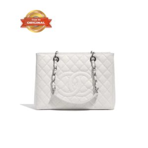 Chanel Chain Tote Shoulder Bag White For Women 13in / 33cm A50995