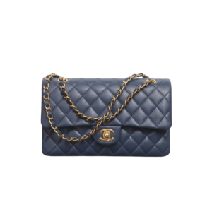 Chanel Classic 11.12 Crossbody Bag 10in/ 25.5cm Dark Blue Gold Hardware For Women A01112 B10583 NZG78