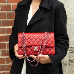 Alternative view of Chanel Classic Crossbody Bag 9.9in/ 25.5cm Red Silver Hardware For Women