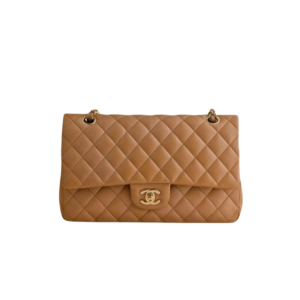 Chanel Classic Crossbody Bag 9.8in/ 25cm Dark Beige Gold Hardware For Women