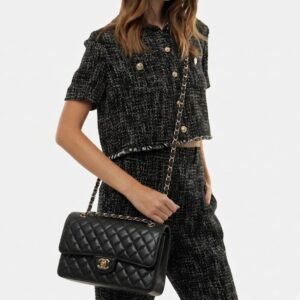Alternative view of Chanel Classic Double Flap Bag Large Crossbody 11.8in/ 30cm Black Gold Hardware For Women