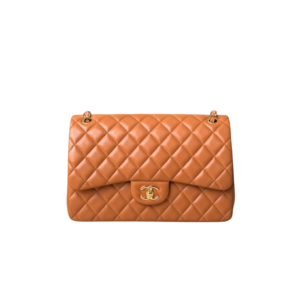 Chanel Classic Double Flap Bag Large Crossbody 11.8in/ 30cm Brown Gold Hardware For Women