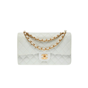 Chanel Classic Double Flap Bag Medium Crossbody 10in/ 25.5cm White Gold Hardware For Women A01112