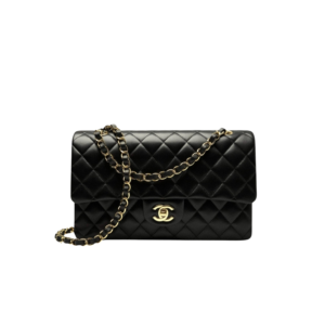 Chanel Classic Double Flap Bag Medium Crossbody 10in/ 25.5cm Black Gold Hardware For Women A01112