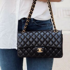 Alternative view of Chanel Classic Double Flap Bag Medium Crossbody 10in/ 25.5cm Black Gold Hardware For Women A01112