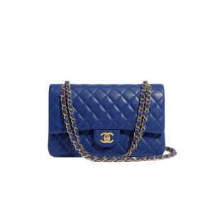 Chanel Classic Double Flap Bag Medium Crossbody 10in/ 25.5cm Blue Gold Hardware For Women A01112