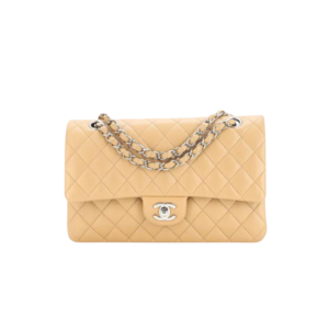 Chanel Classic Flap Bag Crossbody 10.2in/ 26cm Beige Silver Hardware For Women A01112