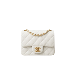 Chanel Classic Flap Bag Mini Crossbody 6.6in/ 17cm White Gold Hardware For Women