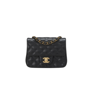 Chanel Classic Flap Bag Mini Crossbody 6.7in/ 17cm Black Gold Hardware For Women
