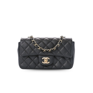 Chanel Classic Flap Bag Mini Crossbody 7.8in/ 20cm Black Gold Hardware For Women