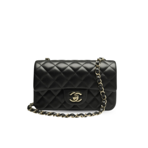 Chanel Classic Flap Bag Mini Crossbody 7.8in/ 20cm Black Gold Hardware For Women A01116