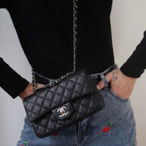 Alternative view of Chanel Classic Flap Bag Small Crossbody 9.1in/ 23cm Black Silver Hardware For Women