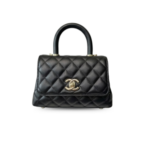 Chanel Classic Flap Bag Mini Crossbody 7.5in/ 19cm Black Gold Hardware For Women