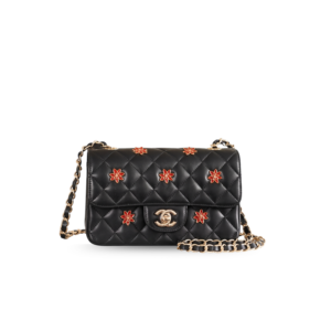 Chanel Classic In Bloom Mini Crossbody Bag 7.9in/ 20cm Black Gold Hardware For Women