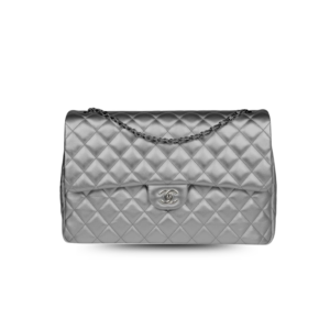 Chanel Classic Maxi Jumbo XL Crossbody Bag 13.8in/ 35cm Grey Silver Hardware For Women