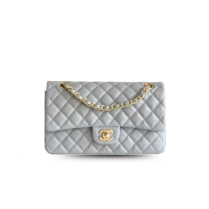 Chanel Classic Medium Crossbody Bag 10in/ 25.5cm Grey Gold Hardware For Women A01112