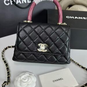 Alternative view of Chanel Classic Mini Flap Bag Top Handle 7.5in/ 19cm Black Gold Hardware For Women