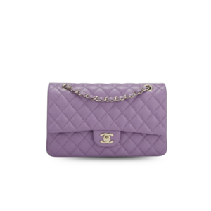 Chanel Classic Timeless Small Crossbody Bag 10in/ 25cm Caviar Violet Silver Hardware For Women