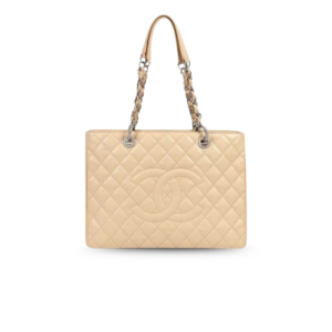 Chanel Classic Tote Bag 13.3in/ 34cm Beige Silver Hardware For Women