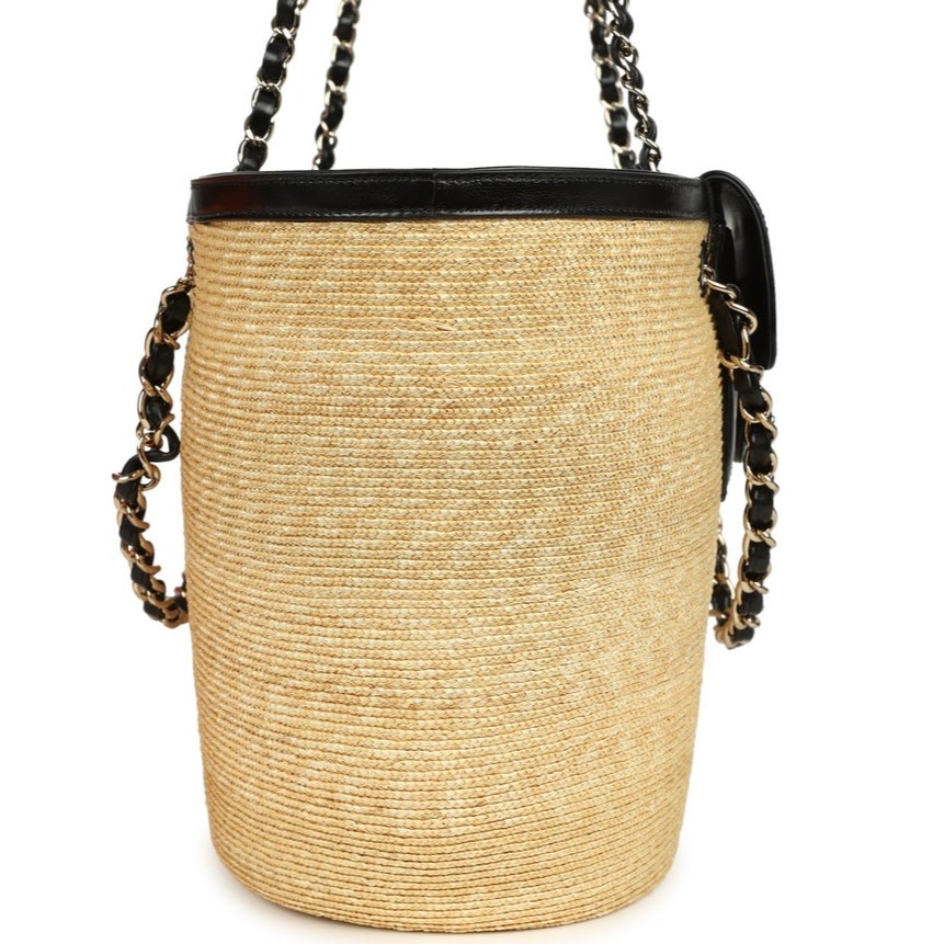 Chanel Coco Beach Large Shopping Tote Bag 21.3in/ 54cm Beige/ Black Gold Hardware For Women AS5952-B23640-U8798