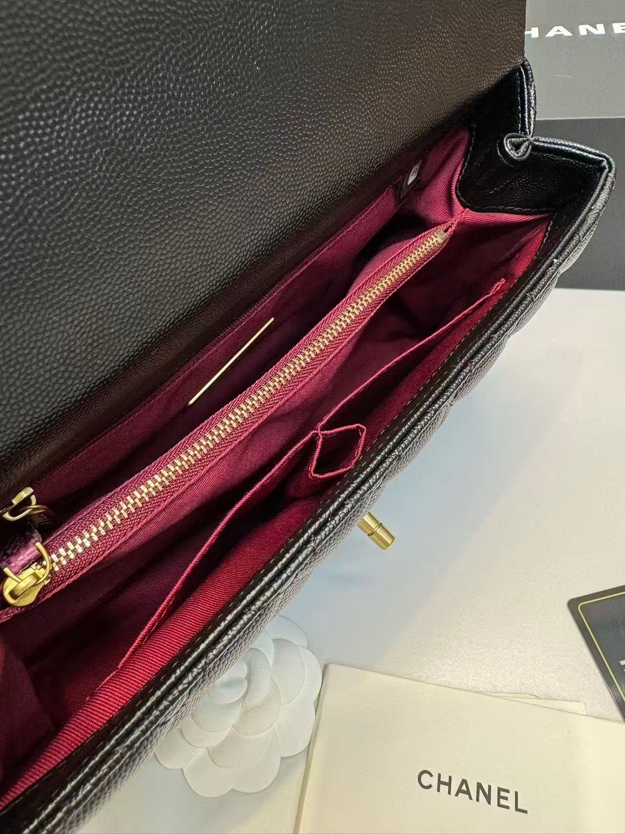 Chanel Coco Large Top Handle Bag 11in/ 28cm Black Gold Hardware For Women A92991