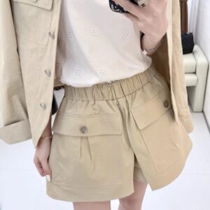 Alternative view of Chanel Cotton Twill Utility Cargo Shorts Sand For Women