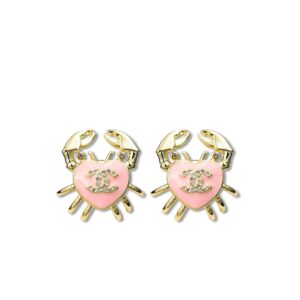 Chanel Crab Heart Pink Earring Gold - Toned For Women