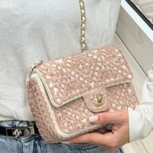 Alternative view of Chanel Crochet Small Flap Bag Crossbody 7.8in/ 20cm Pink Gold Hardware For Women