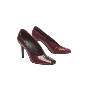 Chanel Crocodile Pumps Burgundy/ Black For Women G47181-B24263-U9719