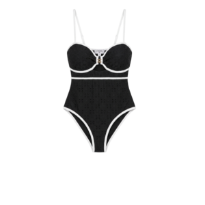 Chanel Cut-Out Interlocking CC One-Piece Swimsuit Black For Women