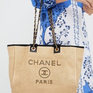 Alternative view of Chanel Deauville Large Tote Bag 19.7in/ 50cm Beige Raffia Gold Hardware For Women
