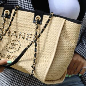 Alternative view of Chanel Deauville Medium Tote Bag 15.5in/ 39cm Beige Raffia Gold Hardware For Women