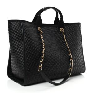 Alternative view of Chanel Deauville Medium Tote Bag 15.5in/ 39cm Black Raffia Gold Hardware For Women
