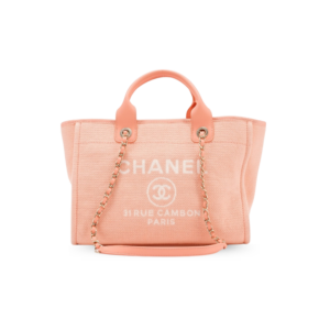 Chanel Deauville Small Tote Bag 12.5in/ 32cm Coral Pink Gold Hardware For Women