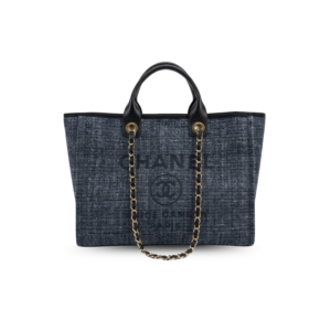 Chanel Deauville Tote Bag 15in/ 38cm Black/Dark Blue Gold Hardware For Women A66941