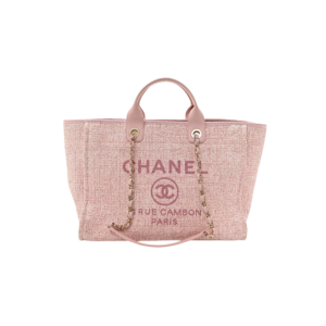 Chanel Deauville Tote Bag 14.9in/ 38cm Pink Gold Hardware For Women A66941