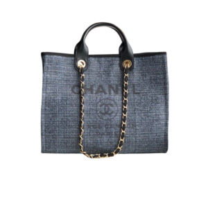 Chanel Deauville Tote Bag 15in/ 38cm Dust Blue Gold Hardware For Women A66941